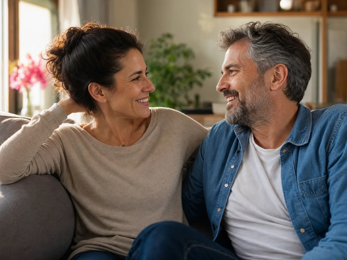 A couple having a warm and close conversation